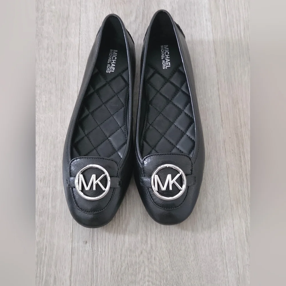 Michael Kors Black Loafers with Silver Emblem